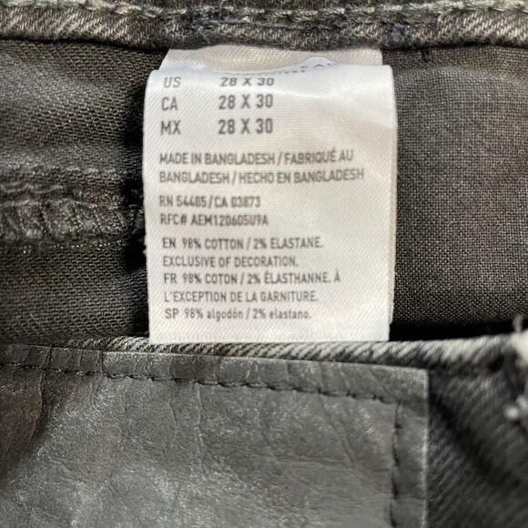 American Eagle Jeans 28x30 Black Denim SKINNY Distressed Airflex+ Stretch - Picture 9 of 11